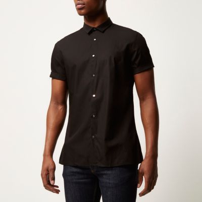 Black popper slim fit shirt